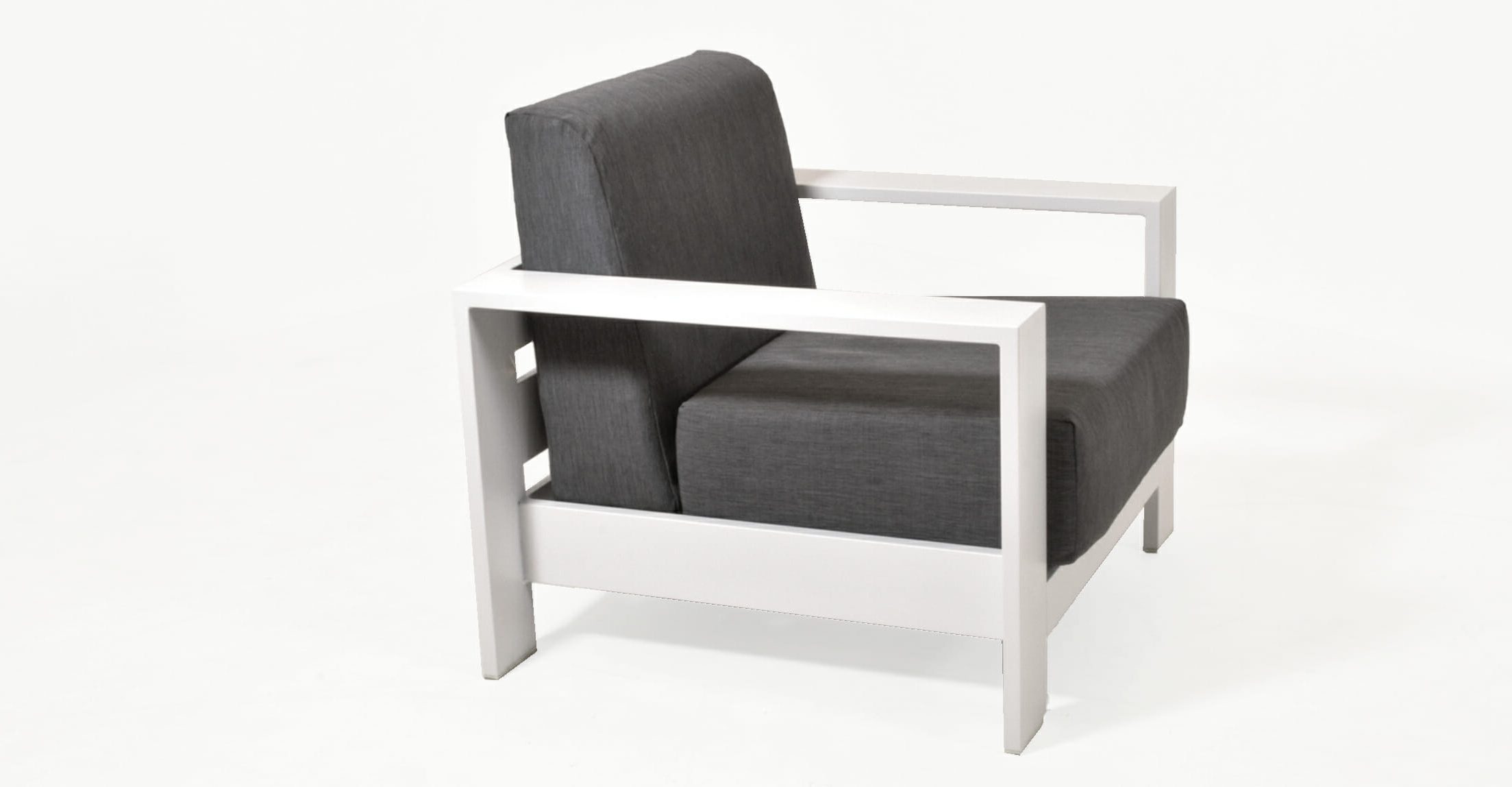 Maldivene Stol Matt-hvit - Mørk grå Oaktekstil