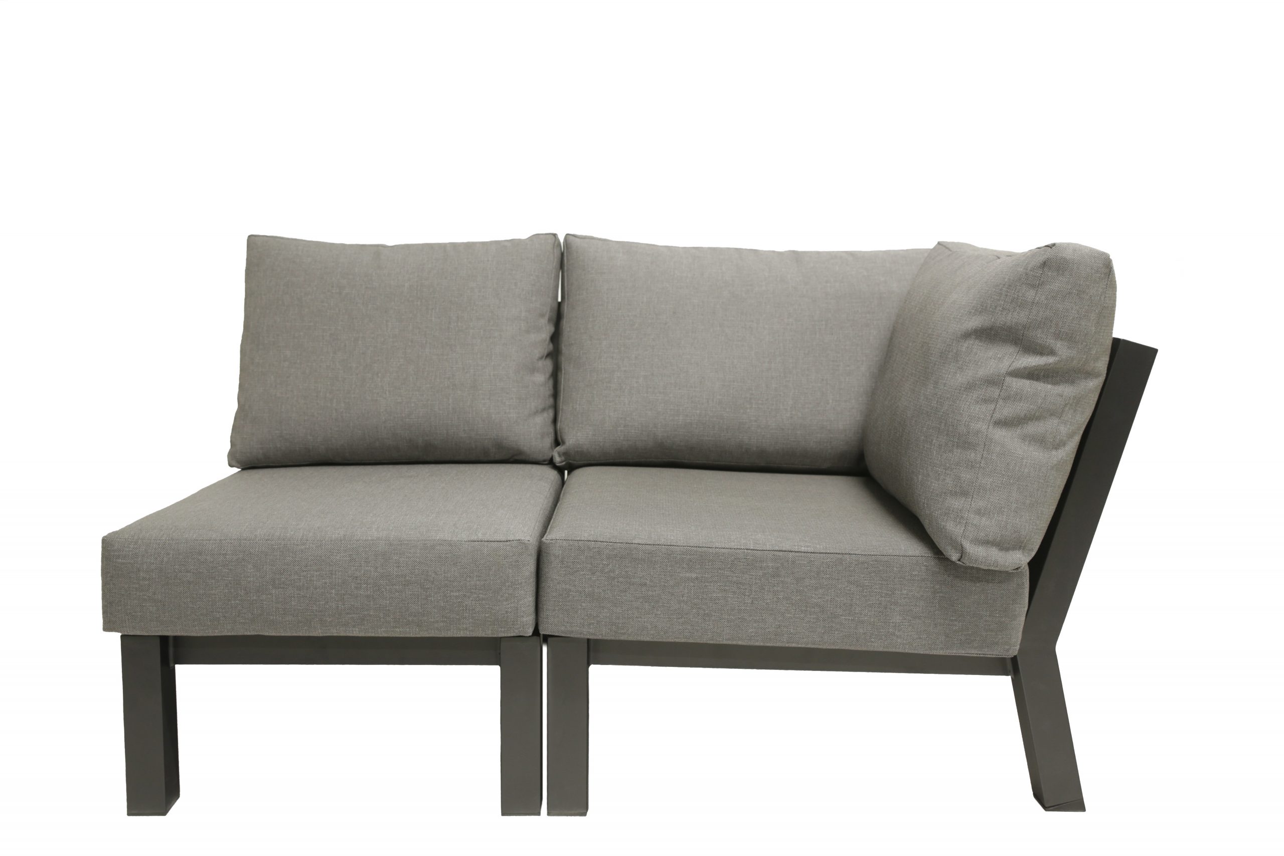 Stanford Midtmodul + Hjørnemodul Koks aluminium med Varmgrå Oaktekstil pute