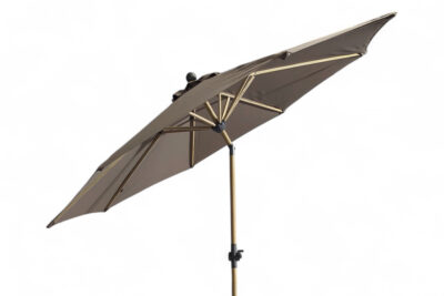 3500004-WoodShield-Parasoll-D270cm-Mork-Taupe-duk-Koks-ramme-2