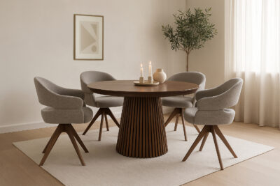 Olivia spisegruppe D120-Vera spisestoler-grå-røkt-