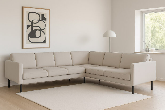 Sigrid hjørnesofa beige -sort-