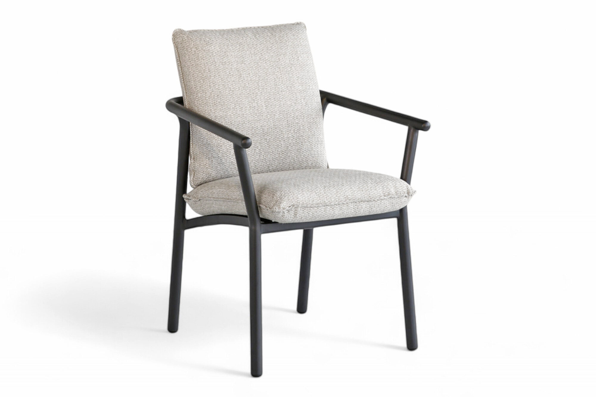 Une Spisestol Koks aluminium med Greige Oaktekstil Pute